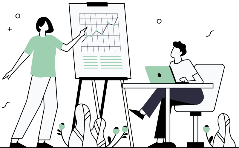 Illustration de personnes travaillant ensemble pour améliorer la productivité.